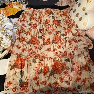 Layered ruffle skirt with flowers